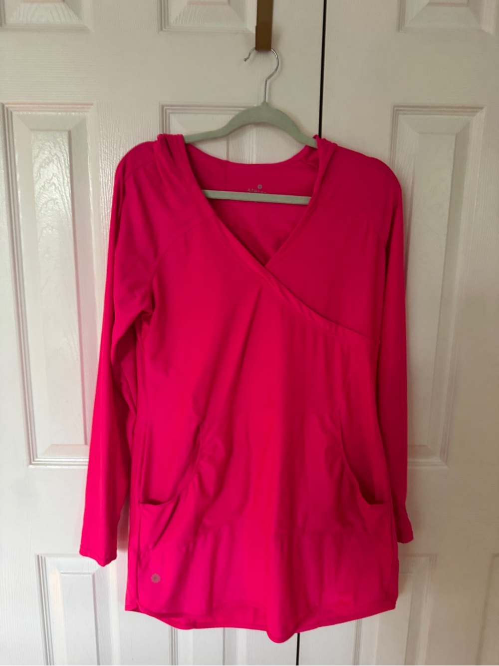 Athleta Wick-It Wader Coverup L Hot Pink UPF 50 Hooded Swim Tunic
